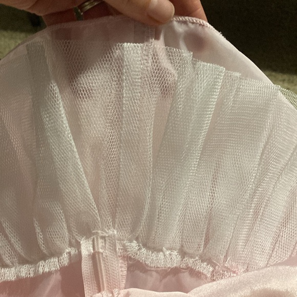 Dorissa sparkle tulle pink dress with a gold tie. - Picture 7 of 7